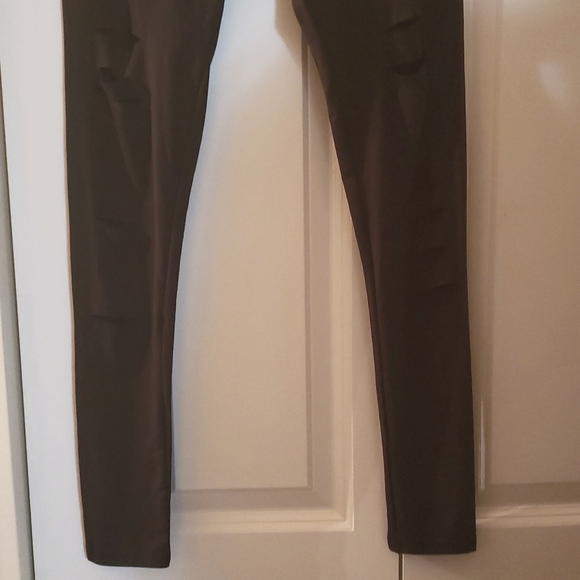 Ripped Cutout black Tummy Control Leggings High Waist Yoga Pants Workout - Picture 4 of 5